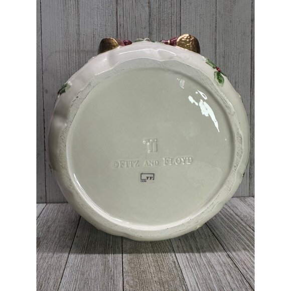 Vtg Fitz & Floyd Old World Santa Potpourri Bowl Candle Holiday Decor Set 2 - Picture 9 of 16